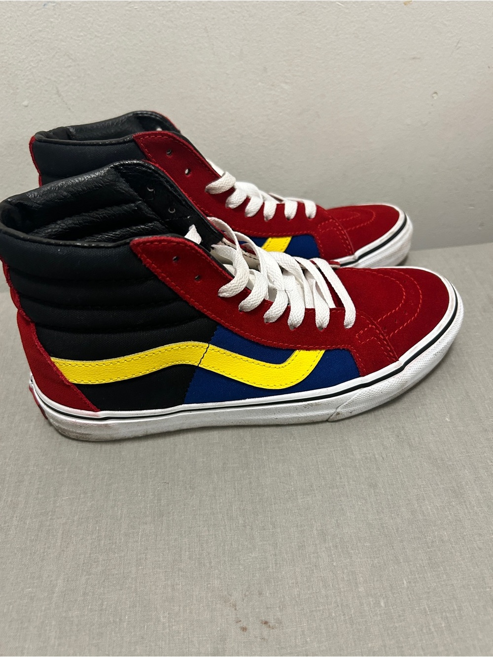 Vans Men’s High-Top Sneakers - Red, Blue & Yellow - Picture 4 of 6